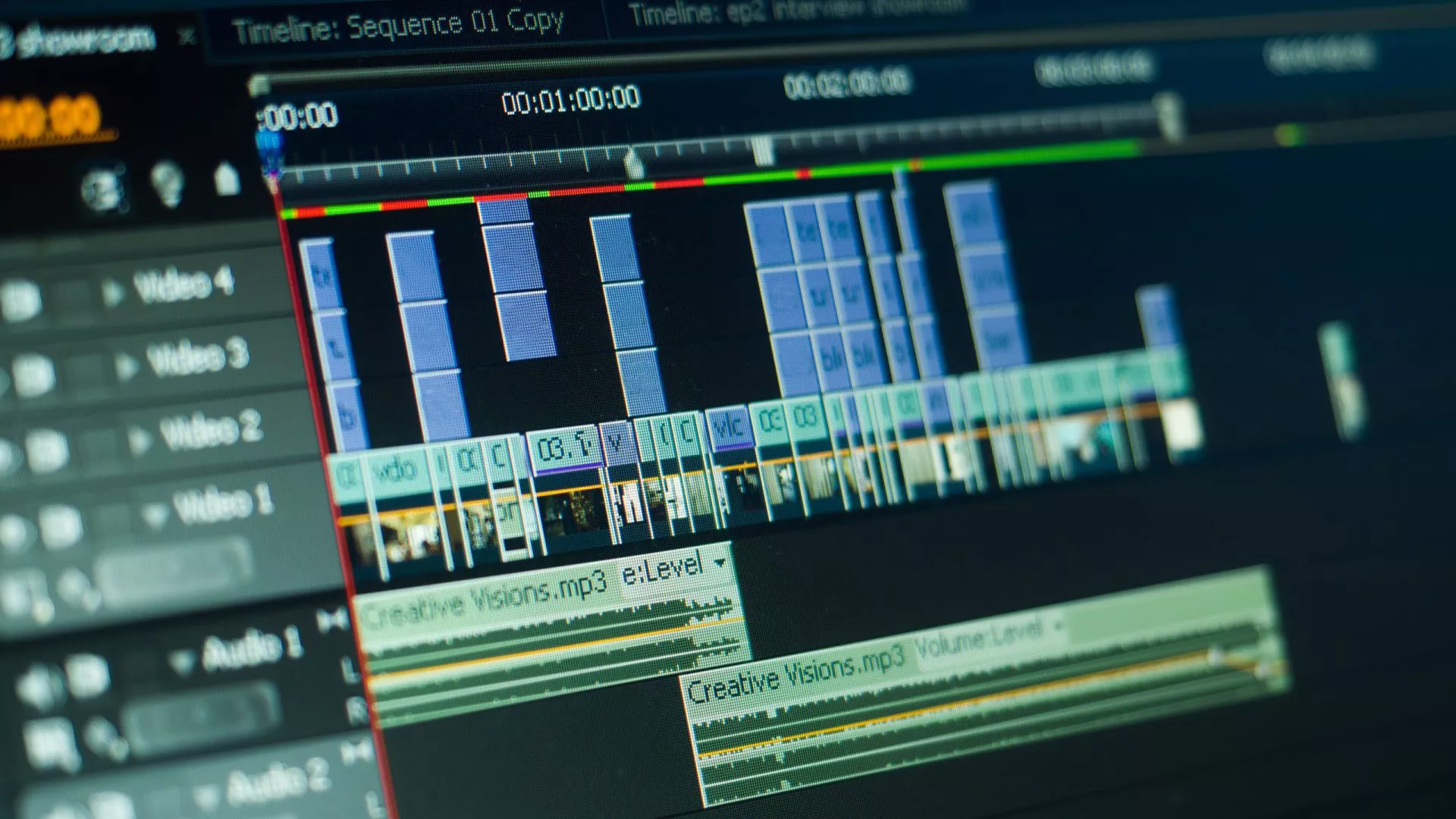 Visiotel video editing timeline